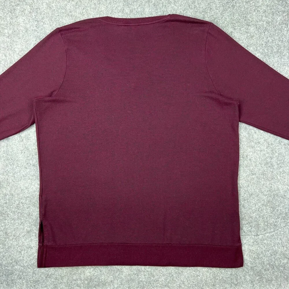 Lucky Brand Sweater Womens 2X XXL Purple Red Wine Long Sleeve‎ V Neck Pullover